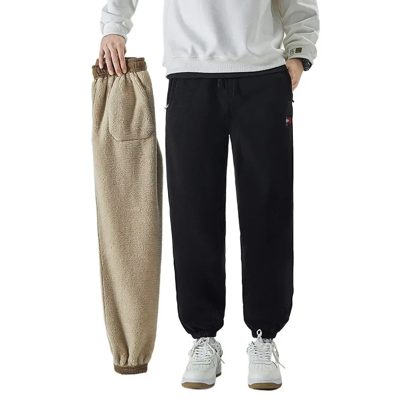 Chamois Leather Men's Casual Pants Loose Fit American Style Vintage Sweatpants Cotton Wadded Trousers For Spring Autumn/Winter