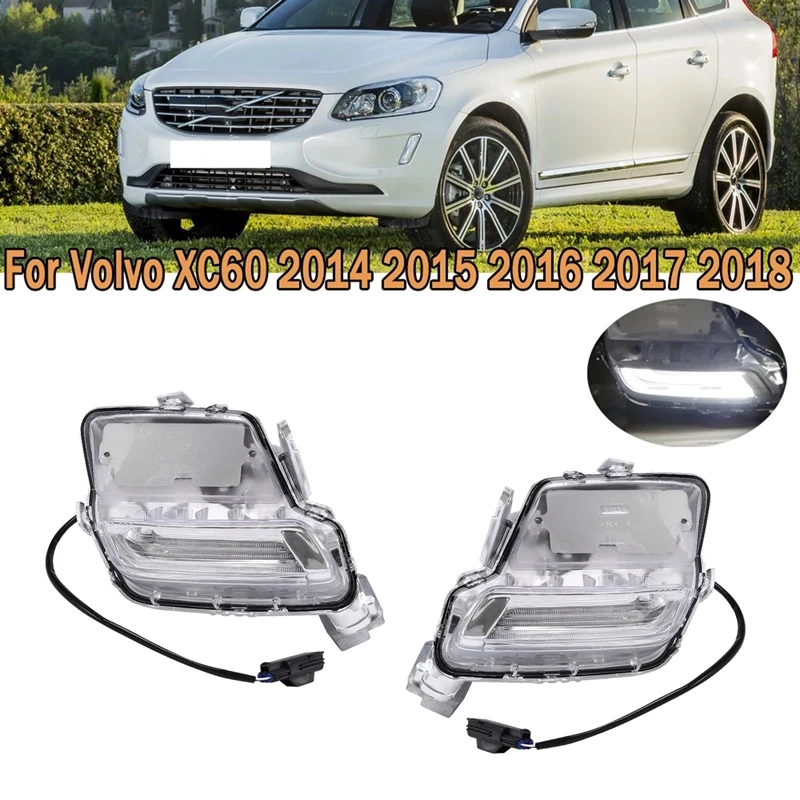 

Car Front Bumper Fog Light DRL Daytime Running Light Fog Lamp Fit For Volvo XC60 2014-2018 31364330 31364331