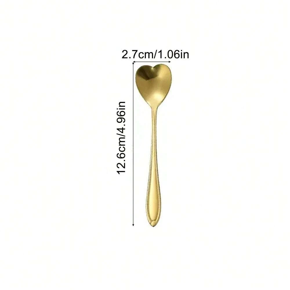 Stainless Steel Heart Shape Coffee Spoons Gold Scoop for Dessert Tea Accessories Kitchen Tableware Decoration Gifts Set 8/16Pcs