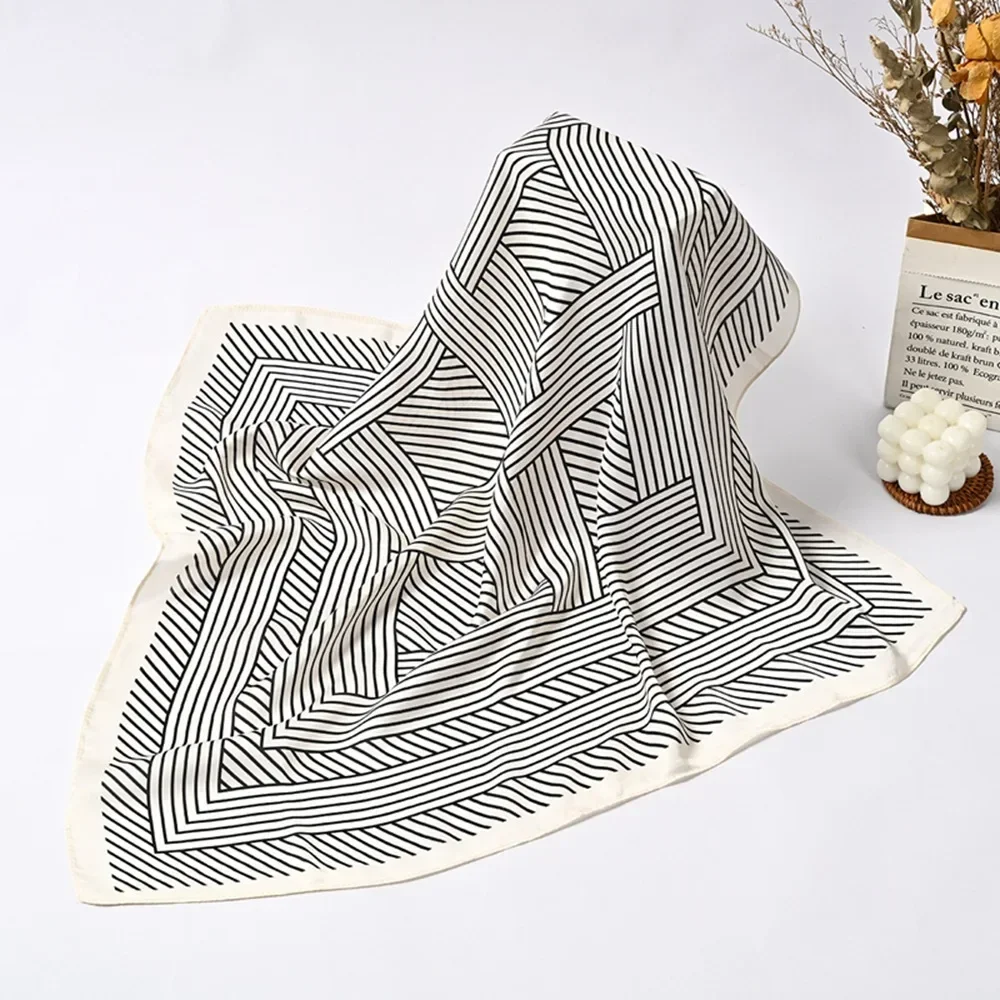 Retro Polka Dot Montage Silk Square Scarf Women Soft Satin Hairband Neckerchief Hijab Lady Headband Foulard Bag Ribbons Kerchief 6