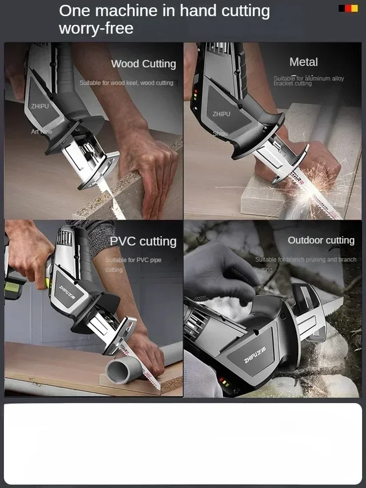 Portable Cordless Reciprocating Saw with Lithium-Ion Battery and Electric Marquetry Saw