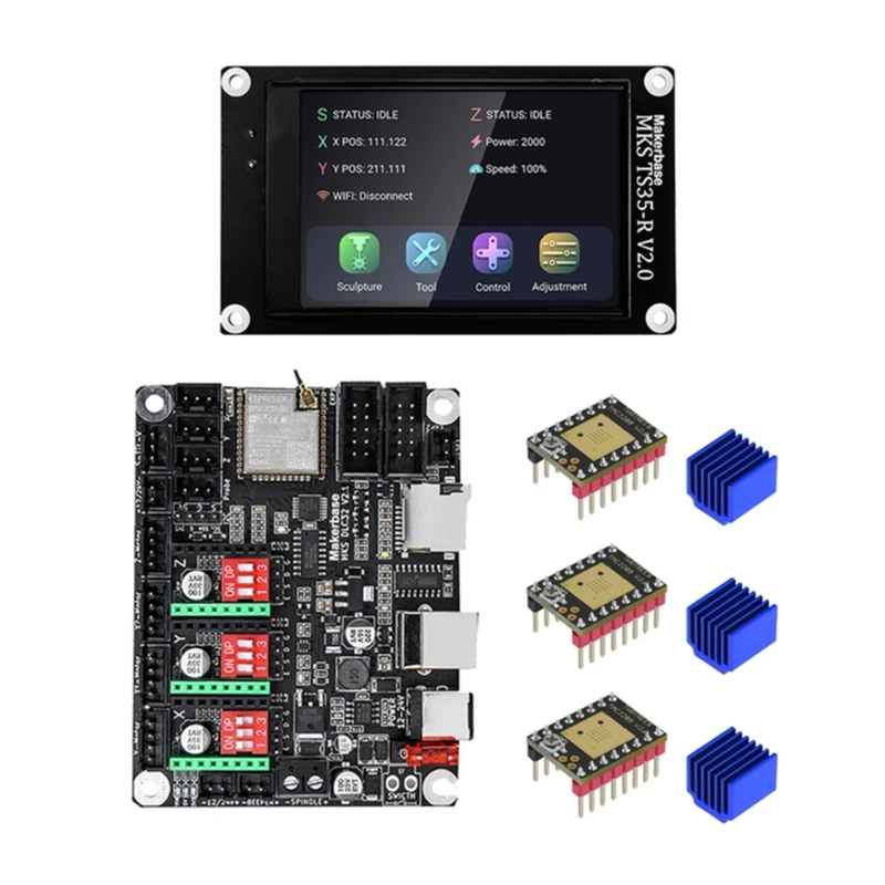 

DLC32 V2.1 Engraving Machine Control Board 32Bit GRBL Offline Controller with TS35 LCD Screen TMC2209 Motor Driver X3UF