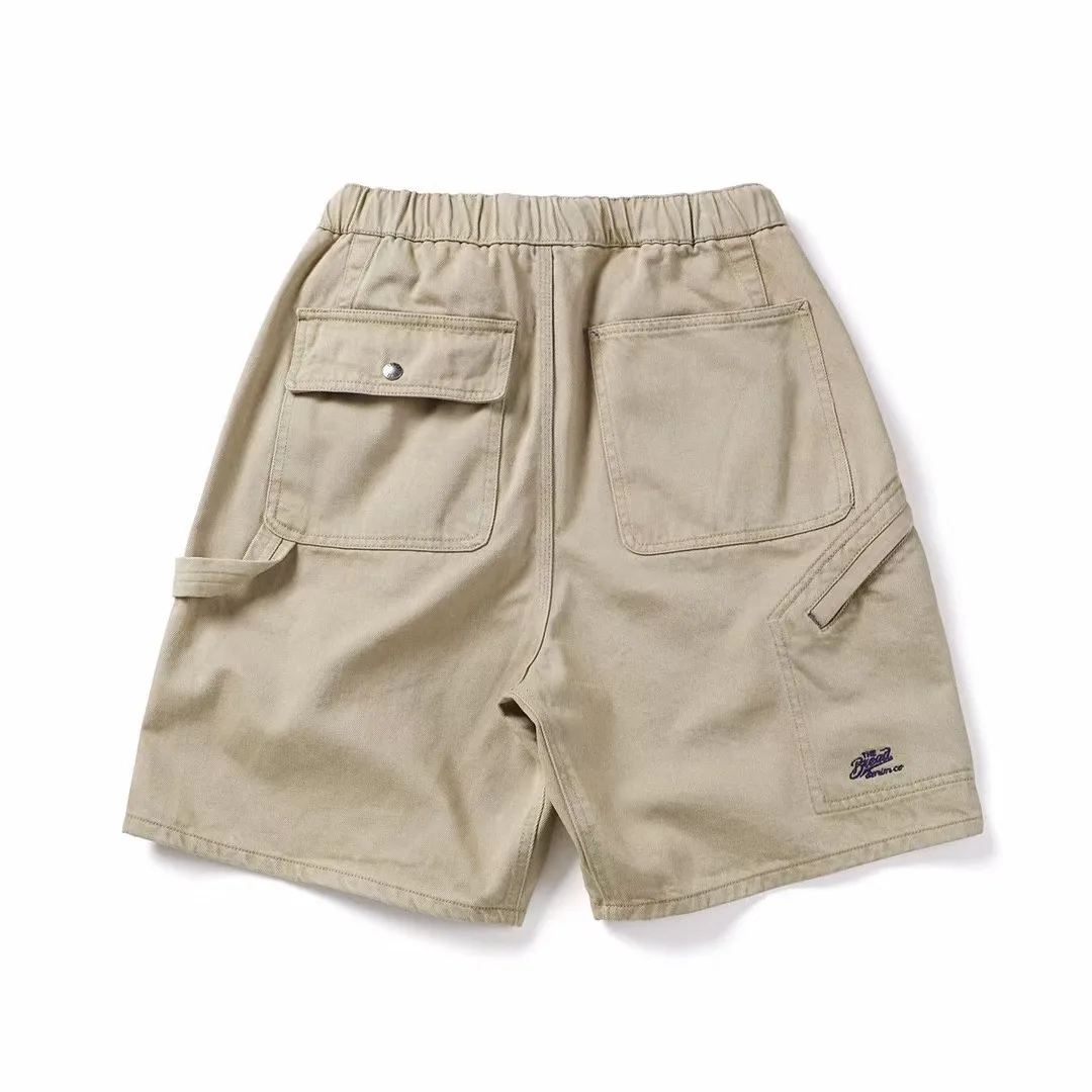 Summer Japan Mountain-Style Outdoor Ready-to-Wear Washed Heavyweight Denim-Like Cargo Casual Men Loose Mid-Length Shorts Rugged