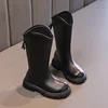 2024 Children High Boots for Girls Autumn Winter New Fashion Korean Style Anti-slippery Keep Warm Versatile Chic Leather Shoes 4