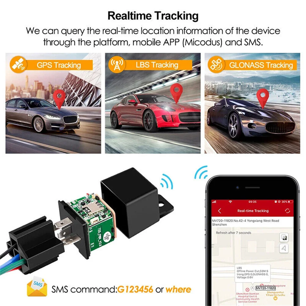 9-95v 80mah Vehicle Tracker Realtime Acc Locator Cut Off Fuel Free App Car Accessories Gps Car Locator Micodus Mv730 Gps Tracker gps tracker car tracker