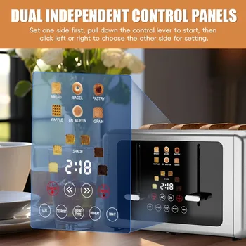 4 Slice Toaster, Touchscreen & Dual Independent Control Panel，5 Basic Functions & Digital Countdown Toasters, 6 Shade Settings 2