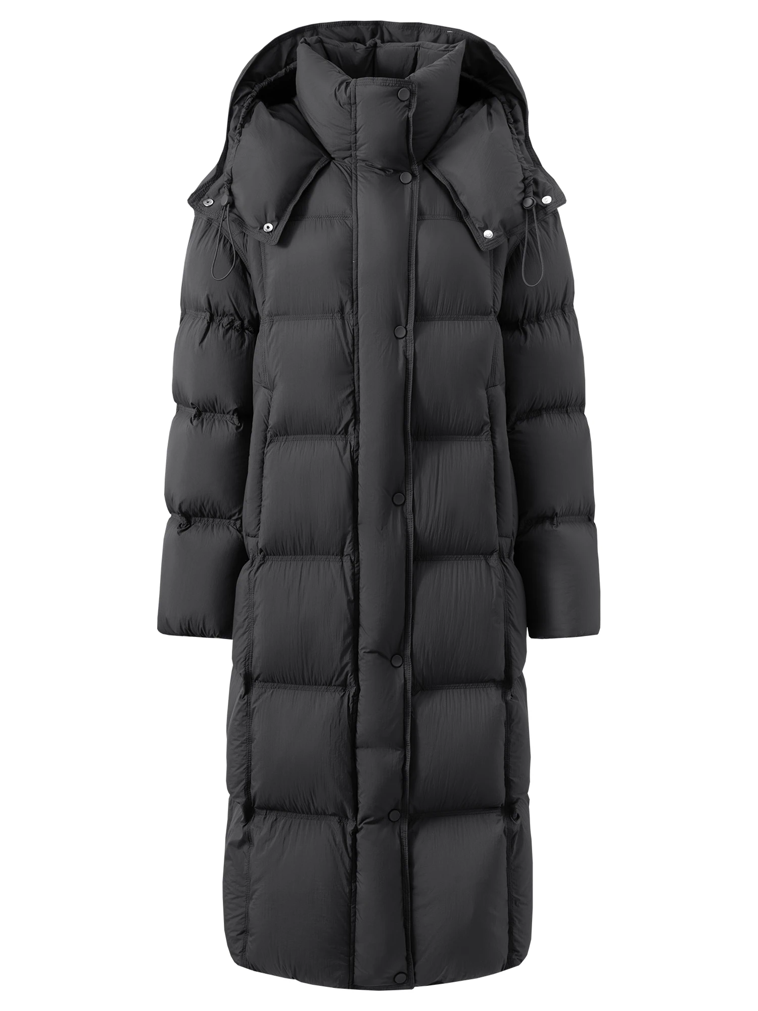 FSLE 2025 Winter New Women's Long Puffer Down Coat with Hood Two-Tone Color Block Thermal Insulated Jacket Heavy Warm Outerwear