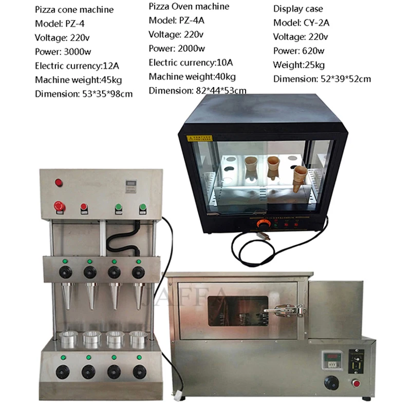 Description Picture 3 of item2 Cones 4 Cones Conch Shape Pizza Cone Maker Making Machine With Oven Showcase Optional