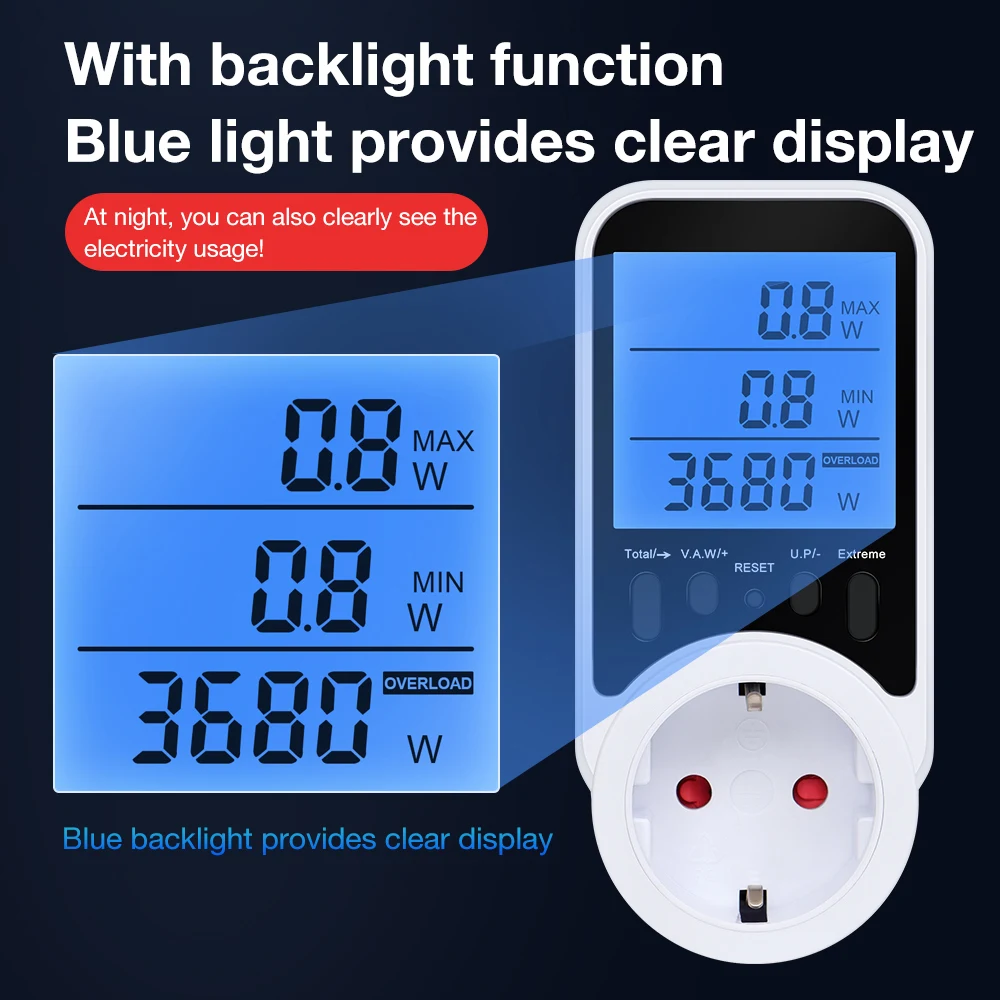 Digital Power Meter Monitors Outlet Electricity