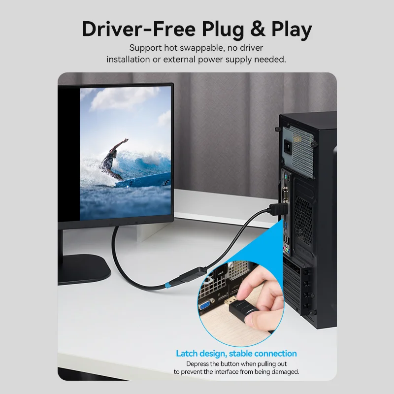 Vention PC Ʈ Ϳ ÷ Ʈ-HDMI , 4K  DP-HDMI    , ÷ Ʈ-HDMI