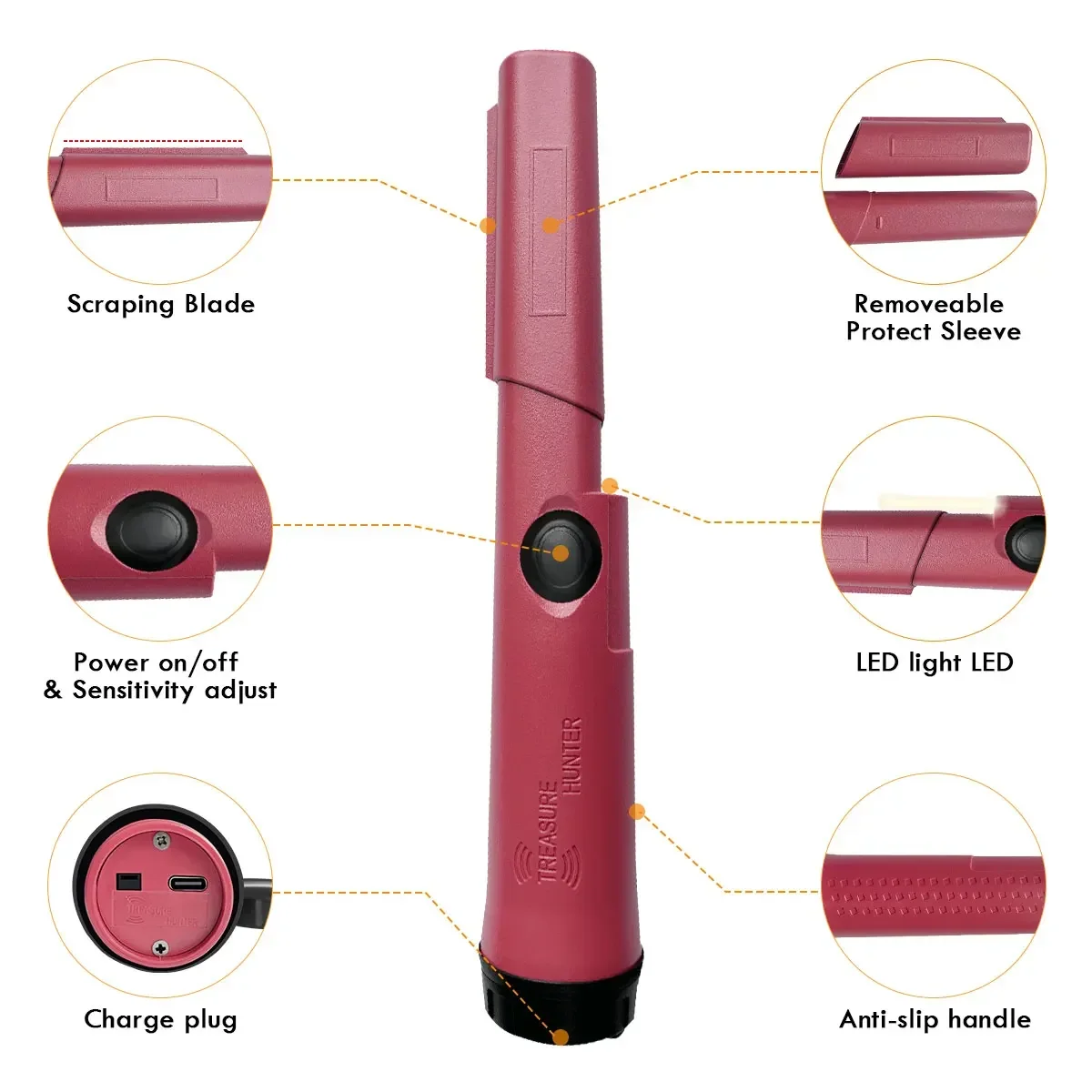 Frentaly Handheld Metal Detector – Waterproof Pinpointer For Gold, Security, Beach & Treasure Hunting