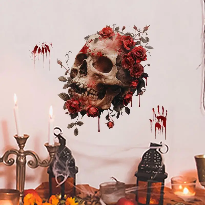 Funny Toilet Seat Lid Stickers Self-Adhesive Removable Toilet Seat Decals Skull Bathroom Wall Decals Skull Horror