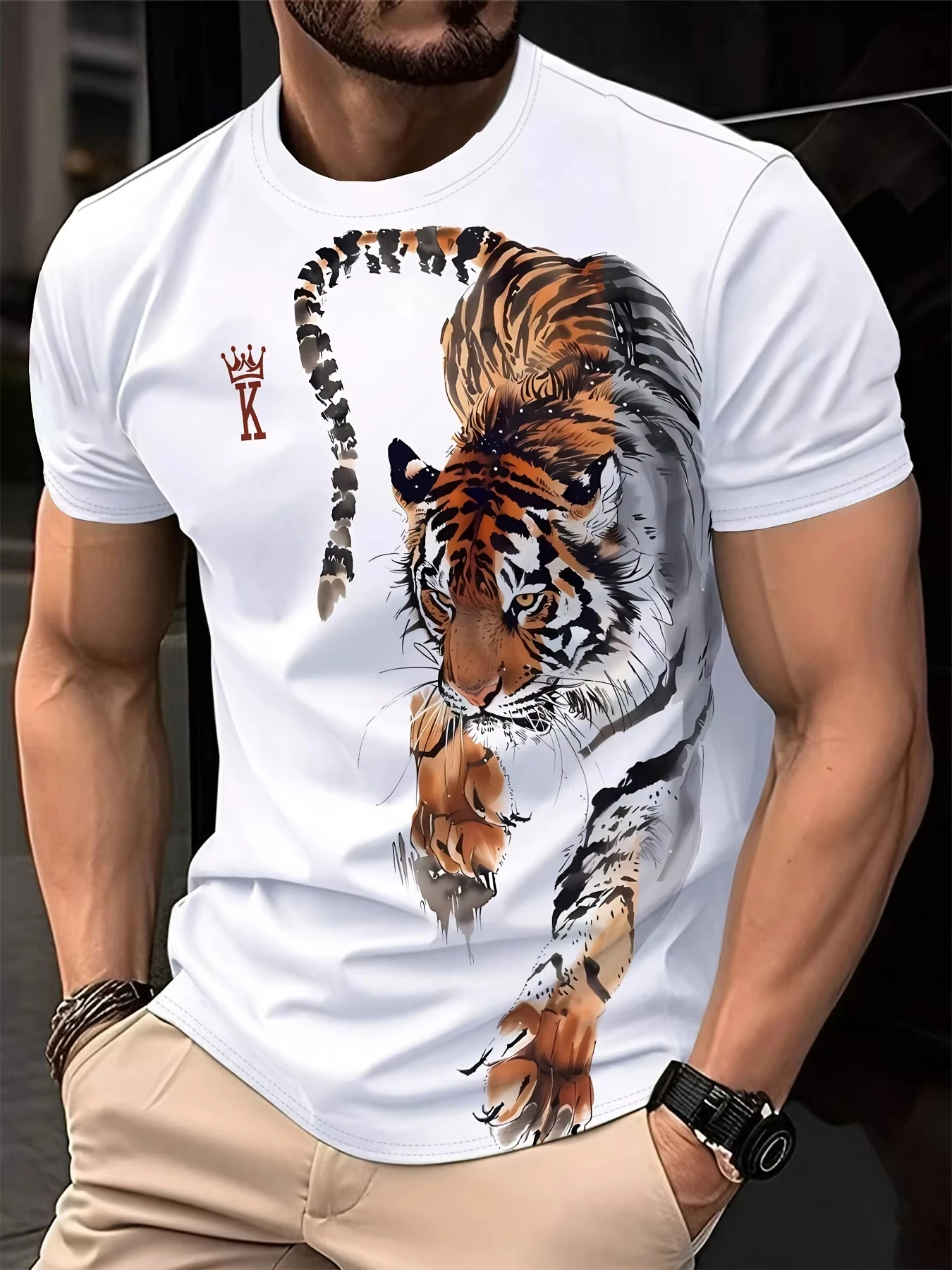 Mens Funny Animal Print Short Sleeve T Shirt