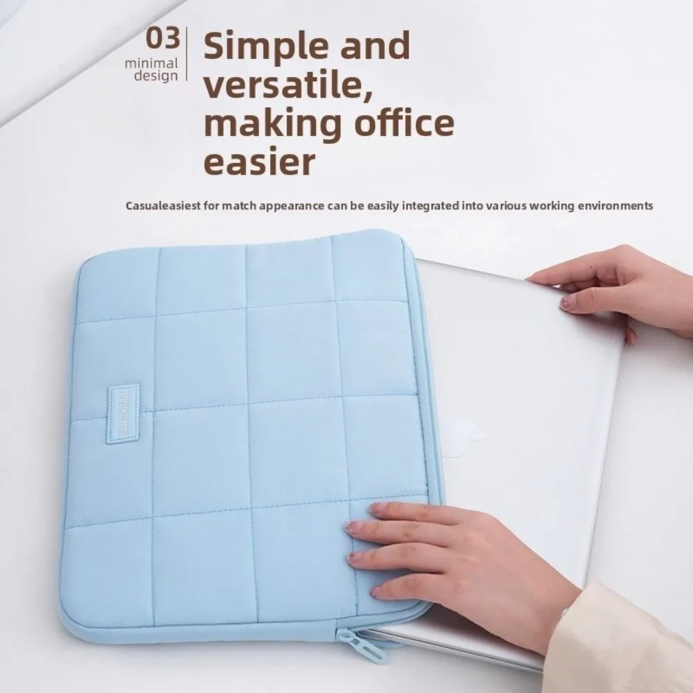14/15.6inch Quilted Tablet Bag Solid Color Ultralight Travel Tablet Sleeve Shockproof Wear-resistant Tablet Protection Cases