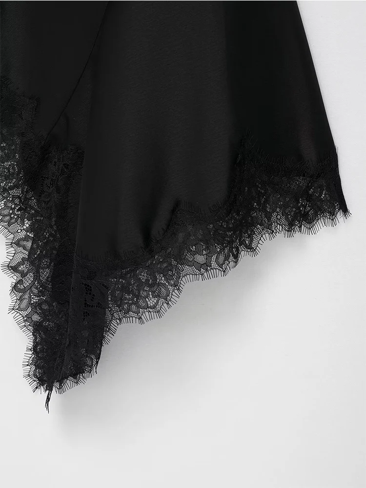 2025 Sexy Lace Spliced Sling Dresses For Women Elegant Sleeveless Backless Irregular Hem Dress Lady Chic Holiday Party Wear