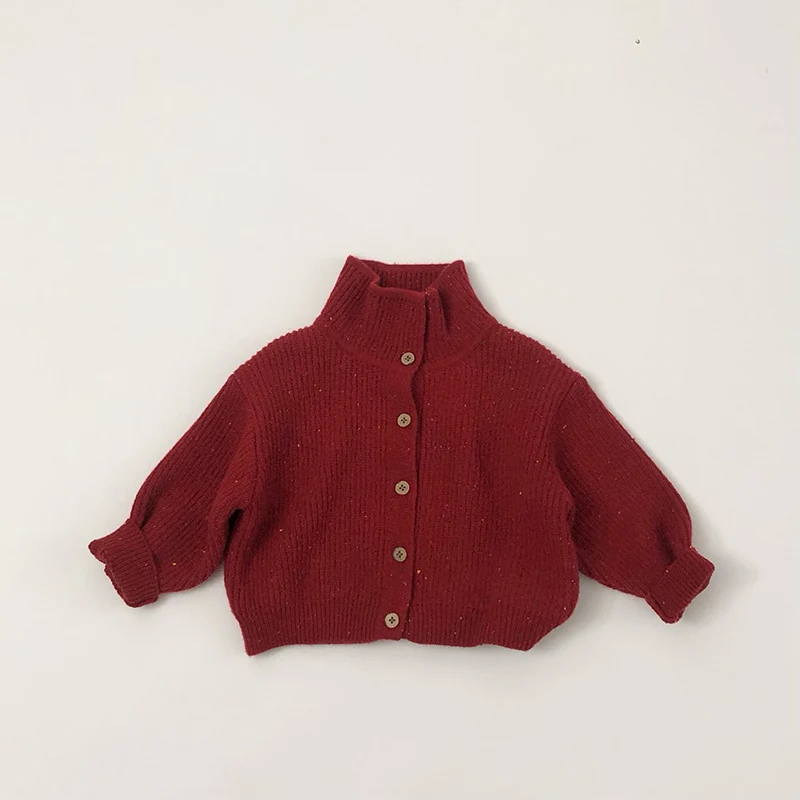 Red Knit Turtleneck Sweater for Kids Girls Christmas Outfit