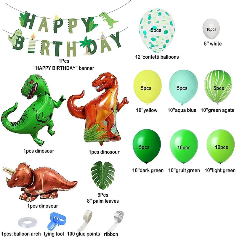 Kit de guirnalda de globos de papel de dinosaurio, Rex 5 globos de papel de  aluminio, cortina de flecos para niño, 5 años - AliExpress