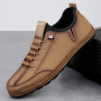 Scarpe sportive casual in pelle da uomo cucite a mano nuove alla moda Scarpe da trekking casual comode con suola morbida antiscivolo da uomo di marca all'aperto 1