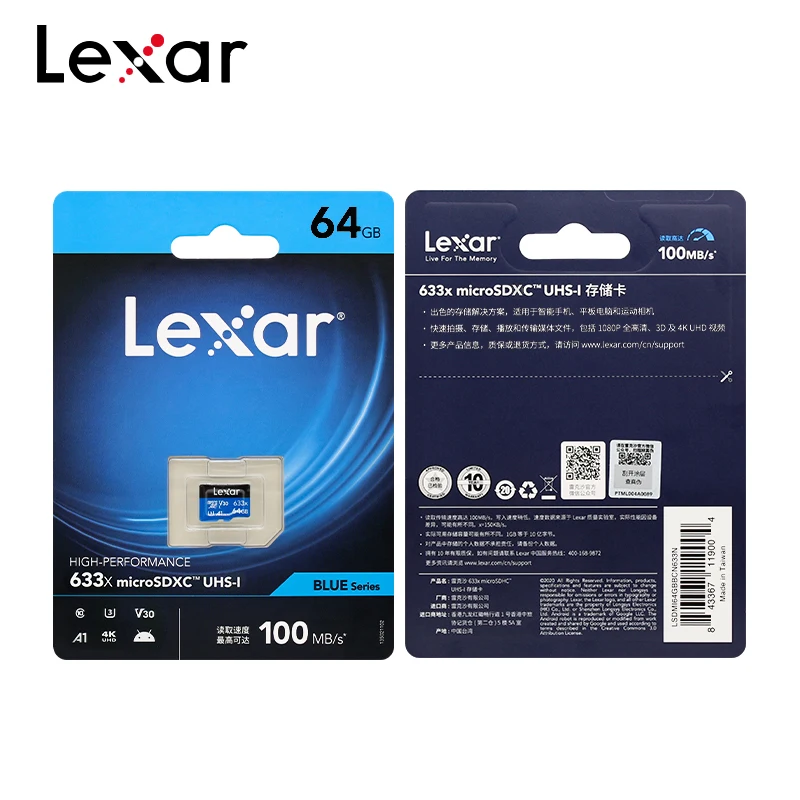 Lexar ޸ ī, Ŭ 10 ũ SD ī, U1 UHS-I V10 TF Microsd, 32GB, 64GB б ӵ, ִ 95 MB/s, 25 /Ʈ