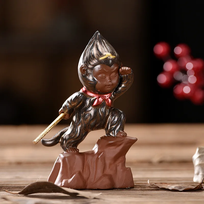 

Ceramic Sun Wukong Statuette,Monkey King model，Cute home desktop, tea set decoration car crafts