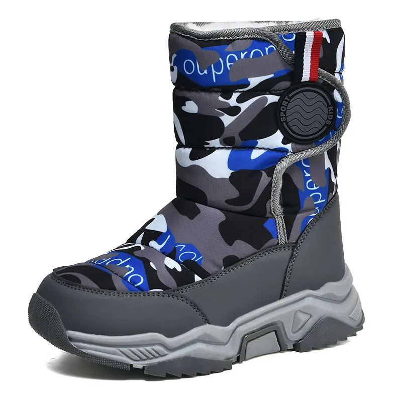 

Winter Girls Boys Snow Boots Outdoor Thicken Plush Children Cotton-padded Shoes Kids Waterproof Windproof Anti-Slip Youth Boots