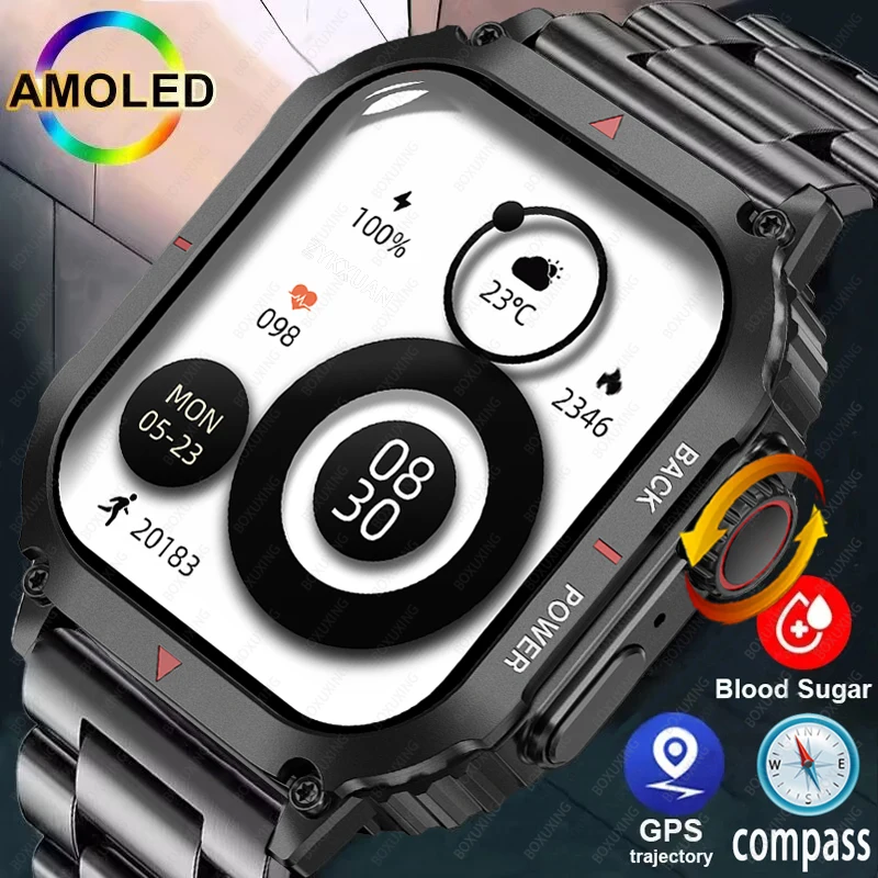 

New GPS Sports Smart Watch Men Blood Sugar Body temperature Heart rate Watches BT Call IP68 Waterproof Outdoor Sports Smartwatch