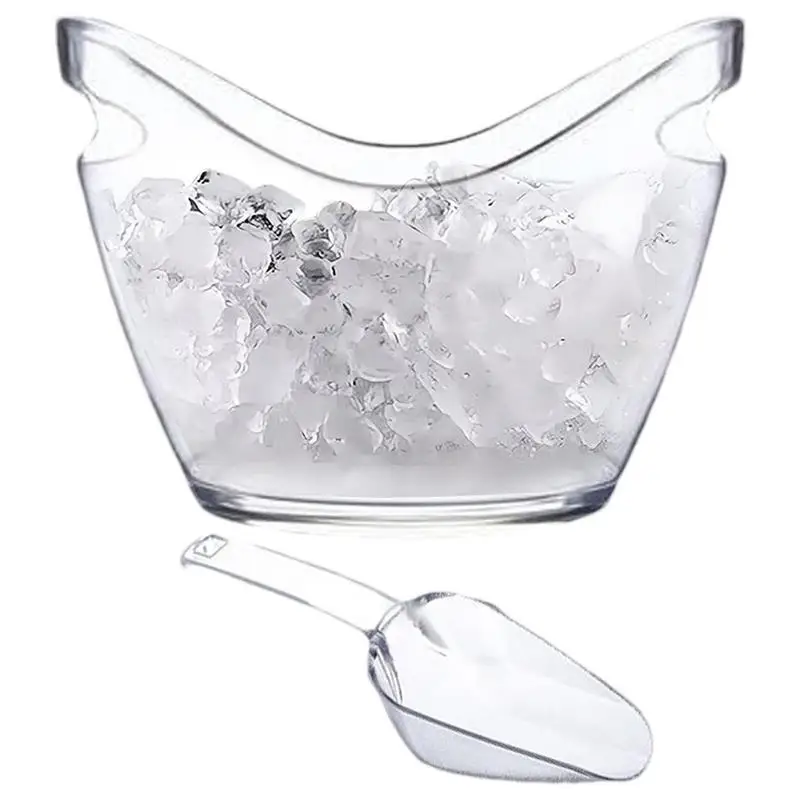 Clear ice bucket beverage tub with 2 scoops handle cooling large ice bucket for wine champagne bar supplies for family reunion ice bucket