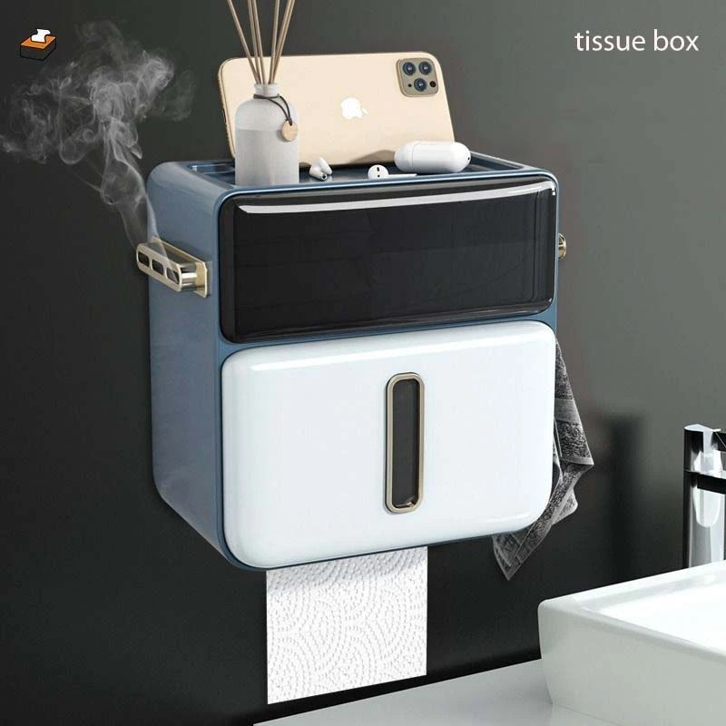 Paper Towel Toilet Paper Holder Waterproof Tissue Box Wall Mount