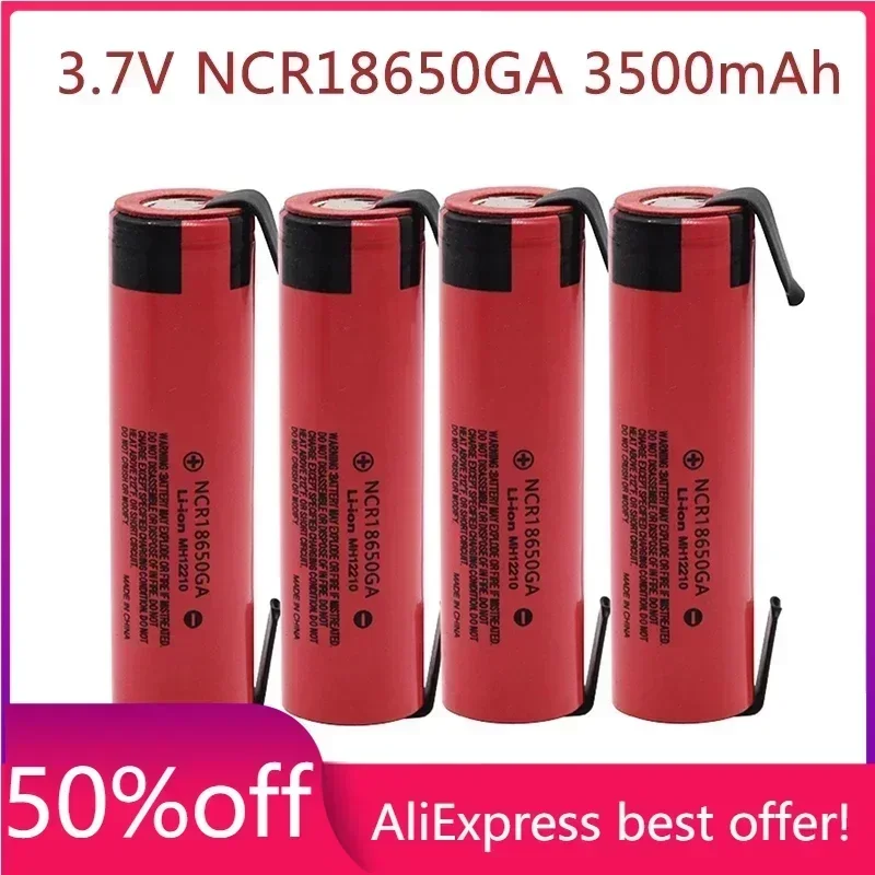 

18650 Battery NCR18650GA 30A discharge 3.7V 3500mAh 18650 rechargeable battery for toy flashlight lithium battery + DIY Nickel