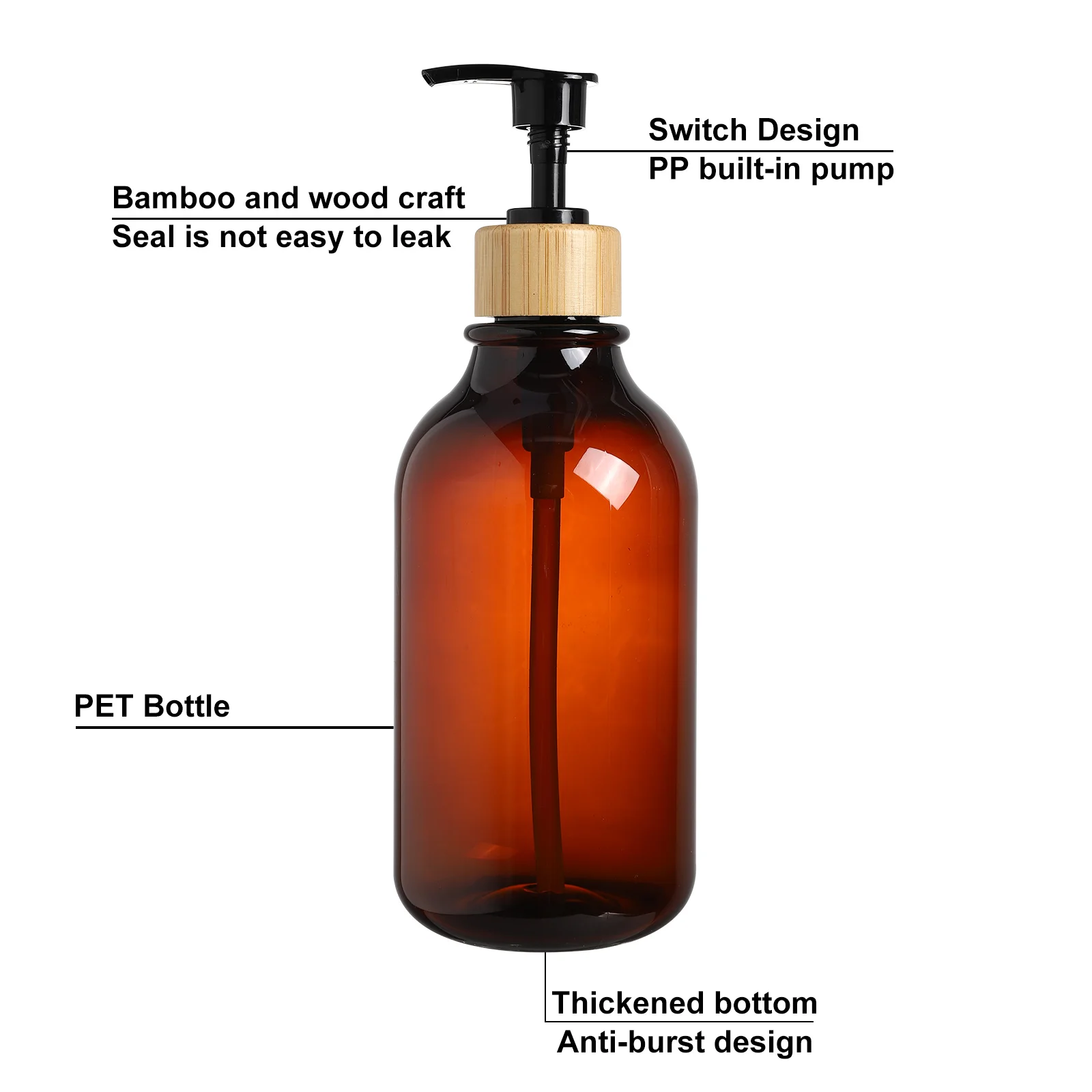 Empty Plastic Pump Bottles Dispenser 16oz/500ml Portable BPA-Free Refillable Containers for Shampoo Liquid Soap Massage Oil