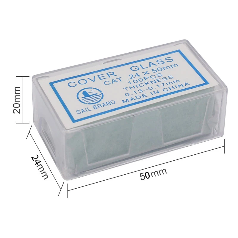 100 Pieces Microscope Cover Glass 24x50mm Non-fogging Blank Glass Slides 0.13-0.17mm Thickness with Box for Blood Cell Counting microscope glass slides