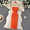 YuooMuoo Chic Fashion Sexy Package Hips Split Knitted Summer Dress 2025 Women Slim Elastic Bodycon Party Dress Streetwear Outfit 5
