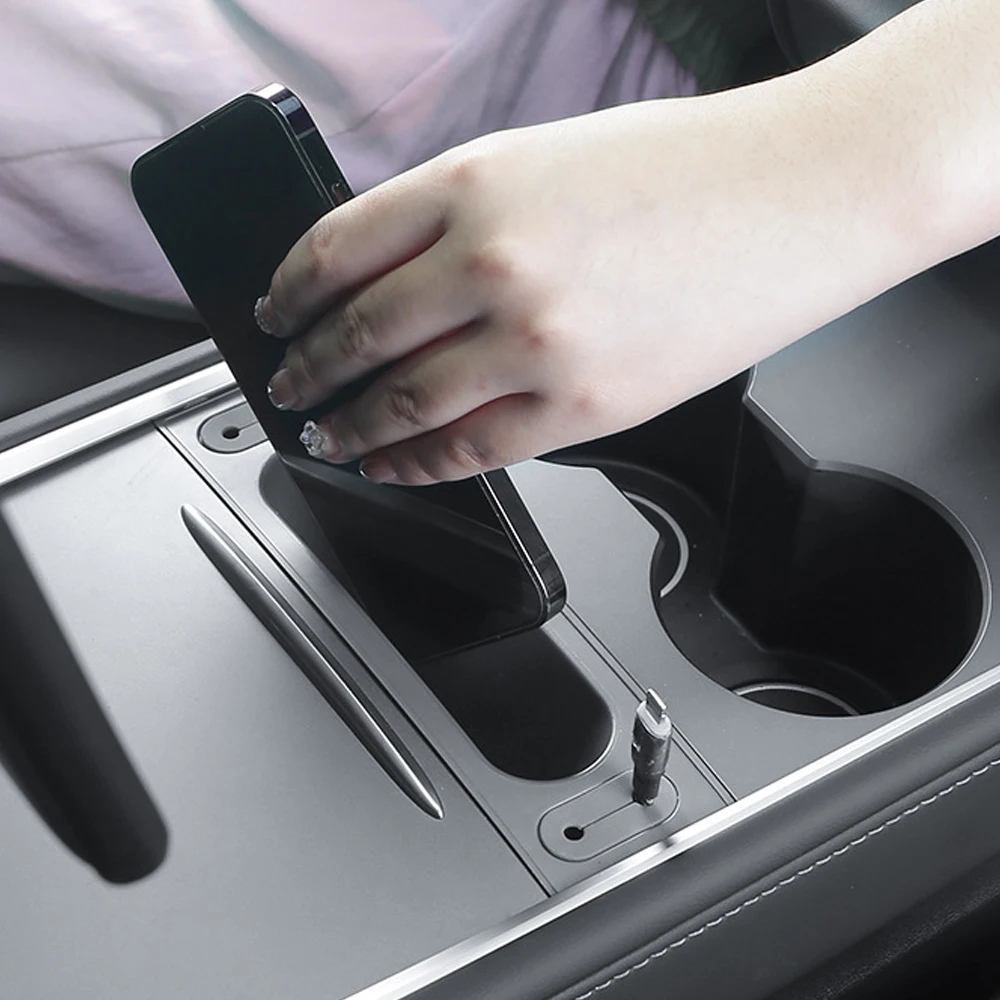 

Car Center Console Armrest Storage Box Card Key Phone Charging Cable Organizer For Tesla Model 3 Model Y 2017-2023 Accessories