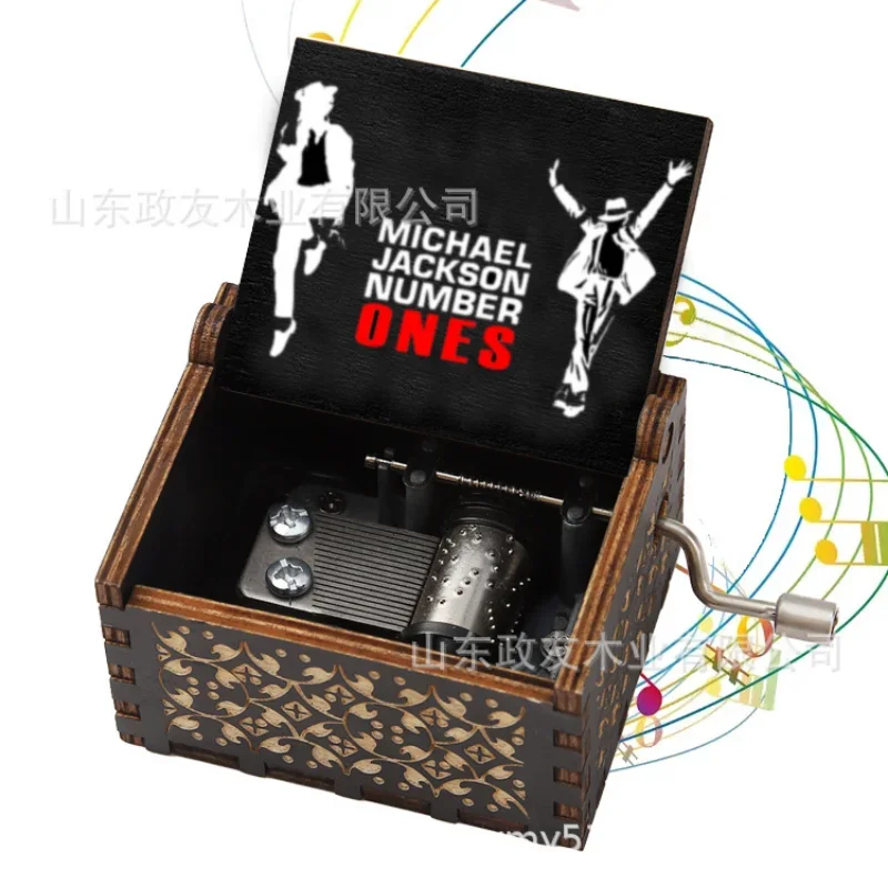 Wooden music box Wooden hand crank ornament Music box Michael Jackson music box Birthday gift 5