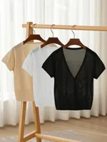 cardigan femme court haut ete légère manteau protection solaire korean style gilet maille tricot femme vêtements fin en jersey femmes de tricoté à manches longues crop top manche longue noir pull été fashion mode rose 5
