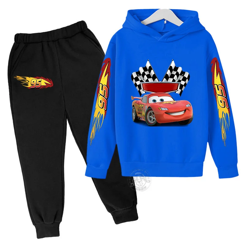 Kids Clothing Set Disney Lightning McQueen Printed Hoodie Pants Children Sports Suit Autumn Gift