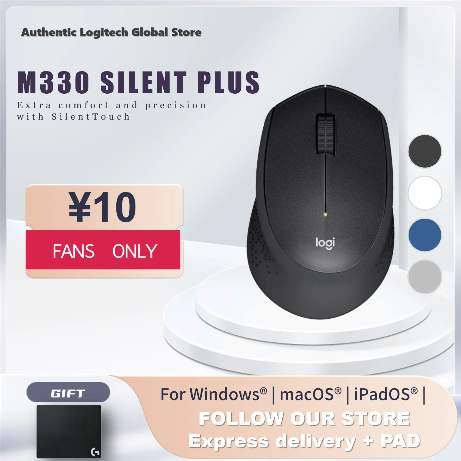 Logitech M330 SILENT PLUS Wireless Mouse, 2.4GHz with USB Nano Receiver,  1000 DPI Optical Tracking,Compatible with PC,Mac,Laptop - AliExpress