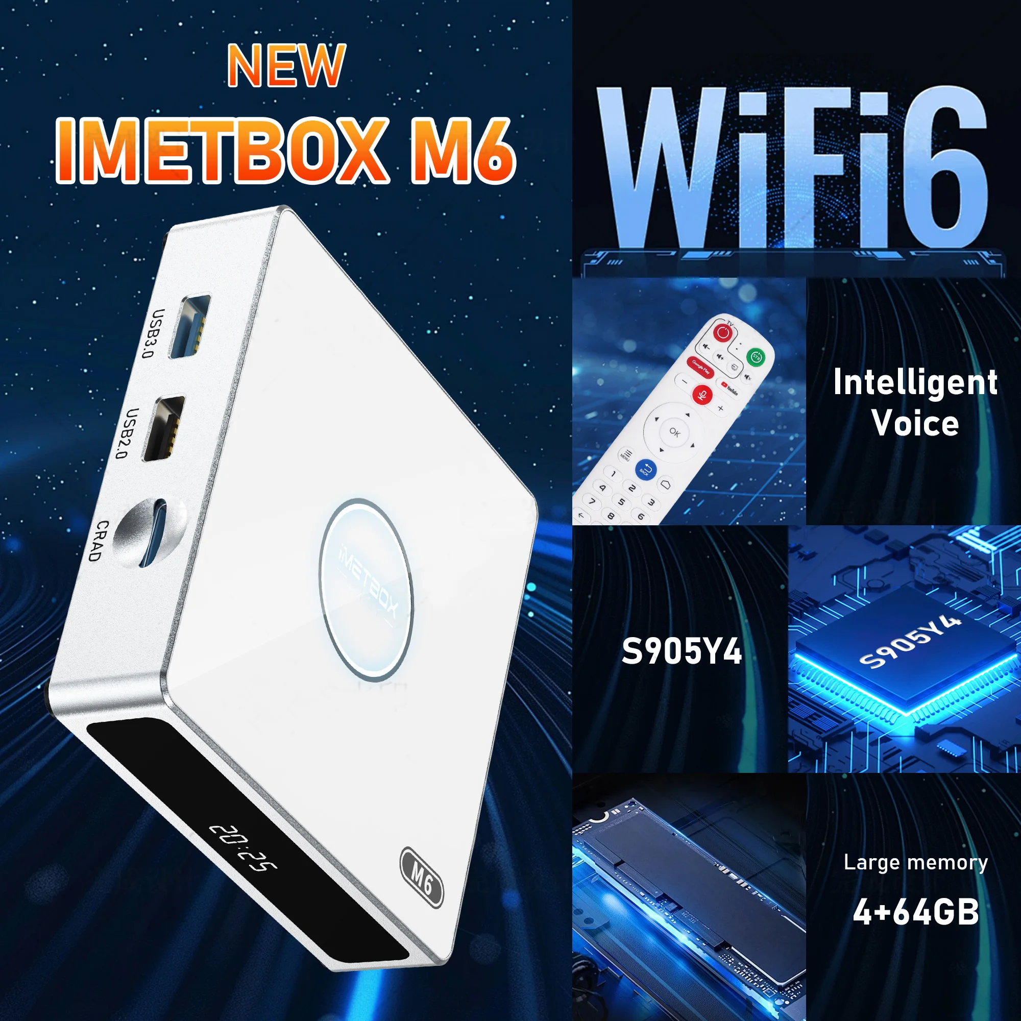 2025 New IMETBOX M6 TV Box 4GB 64GB with Vioce Control Wifi 6 8k