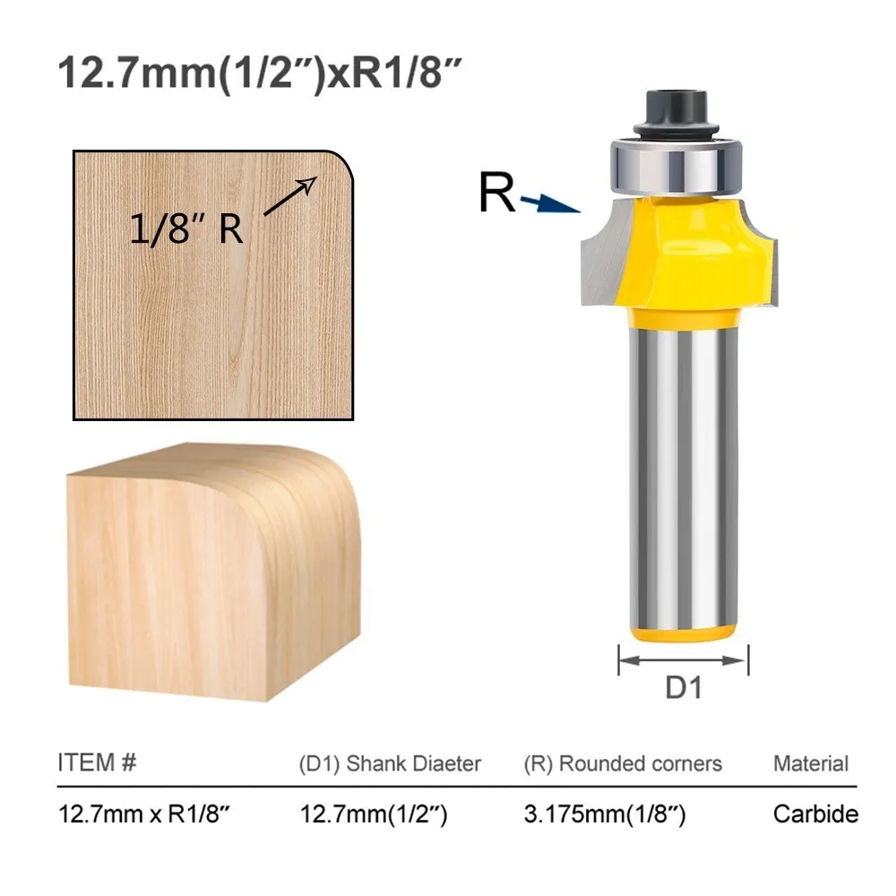 Premium Corner Round Over Edging Router Bit for Woodworking - 1/2 Inch Shank