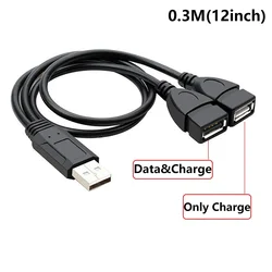 Dual - Port USB 2.0 Y Splitter Cable - Enhanced Data & Power Adapter (30cm)