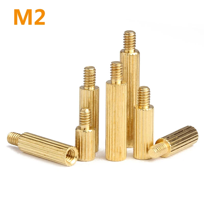 

M2+3/4 Brass Round Knurl Male Female Standoff Stud Board Threaded Pillar PCB Motherboard Spacer Hollow Bolt Screw Nut M2*L+3/4mm