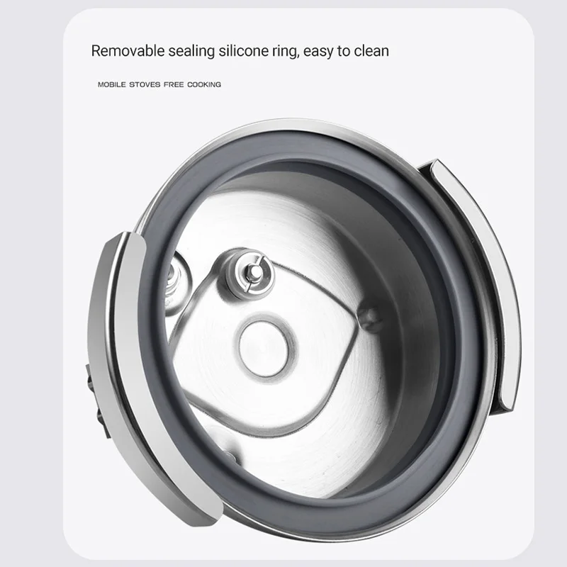 Portable Outdoor Camping Micro Pressure Cooker Stainless Steel Anti-explosion Dorm Hike Pot for Gas Electric Stove Dual Way Use 3