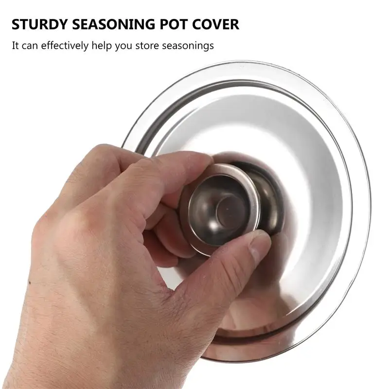 1Pc 10 14 16cm Stainless Steel Seasoning Pot Cover Household Home Seasoning Pot Lid glass pot lid glass lid wooden pot lid