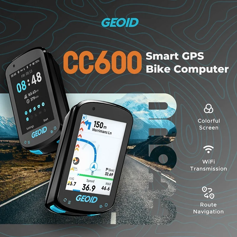 Bike Computer GEOID CC600 Color Screen Smart Navigation GPS Wireless Bicycle Speedometer WIFI ANT+ 11 Languages Cycling Odometer