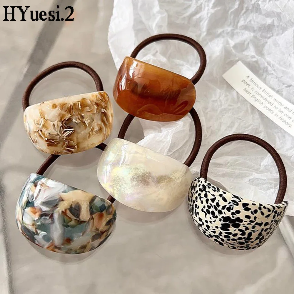 Simple Oval Acetic Cuff Hair Ties Women Girls Vintage Elastic Geometric Charms Ponytail Holder Hair Rope 22 pcs wooden lucky charms good gifts decorations ornament the circle table small for girls baby