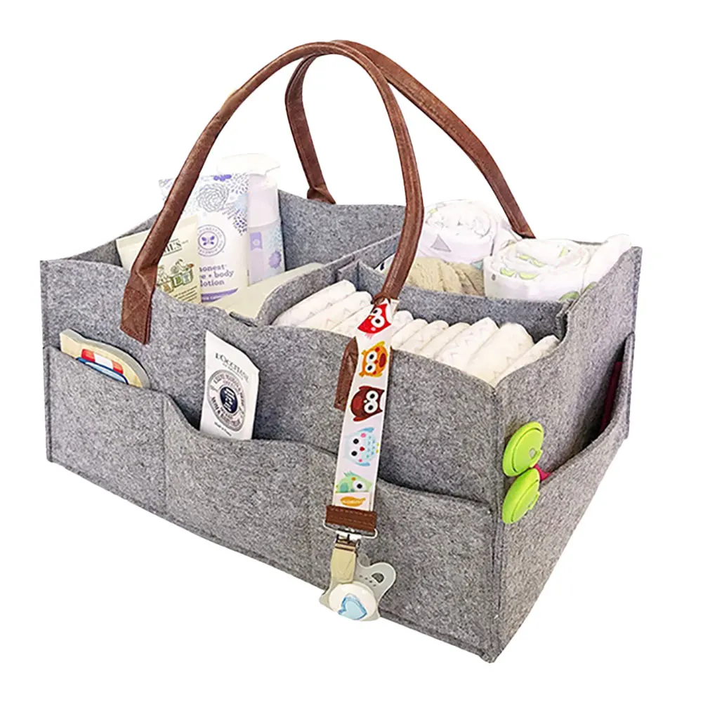 Baby Diaper Caddy Organizer Portable Holder Bag Baby Felt Storage Nursery Basket Foldable Maternity Nursery Organizer Bag baby stroller accessories box