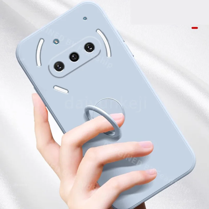 Liquid Silicone Phone Case with Holder Bracket and Screen Film - Protective Soft Cover