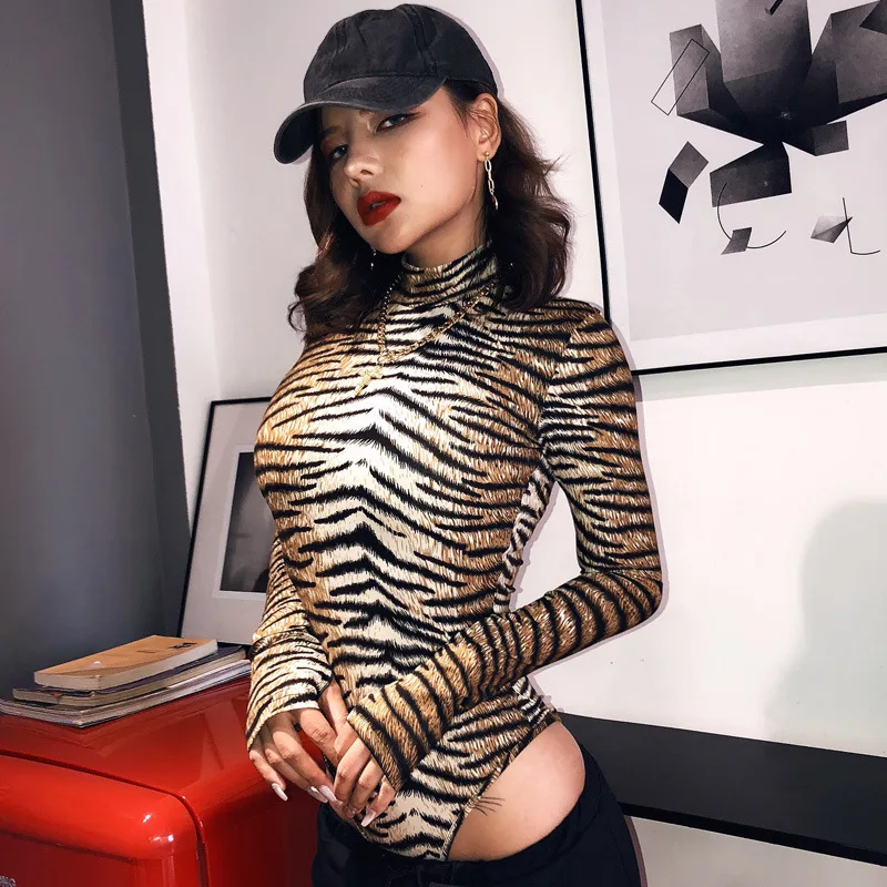 

2022 Summer New Stripe High Neck Long Sleeve Pullover Bodysuit