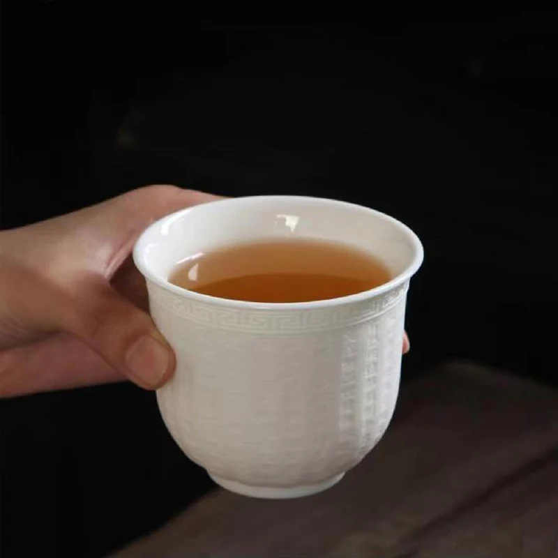 High Quality White Bone China Tea Cup Goat Fat Jade Ceramic Tea Cup Teacup Cute Cups and Mugs Japanese Mug Jingdezhen Teacups
