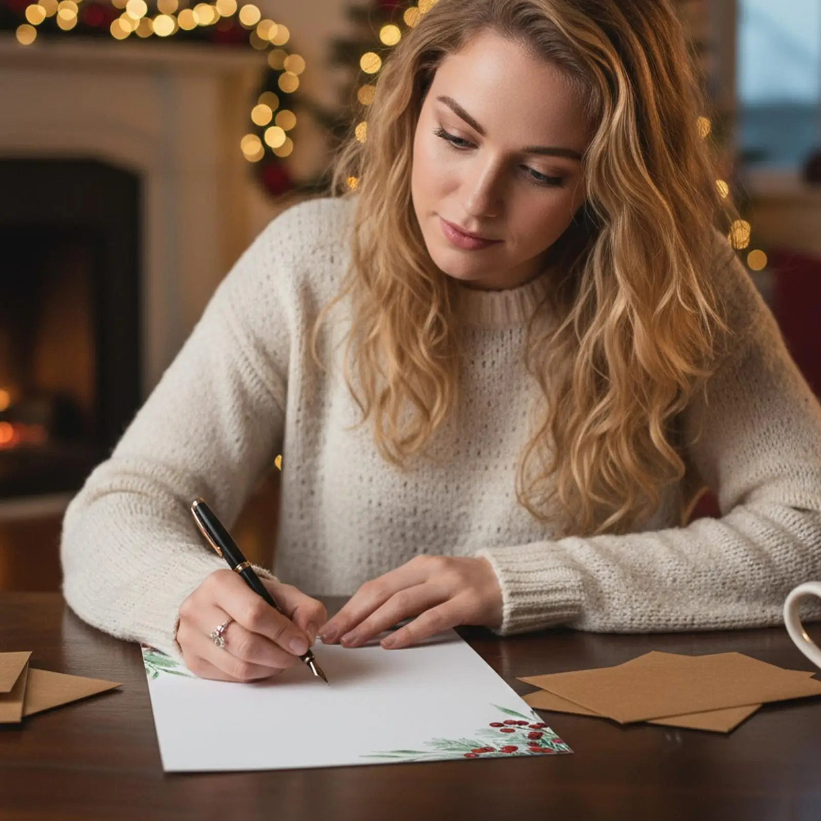 크리스마스 문구 용지 50장 겨울 휴일 용지 크리스마스 휴일 편지지 편지 메모 작성용 웨딩